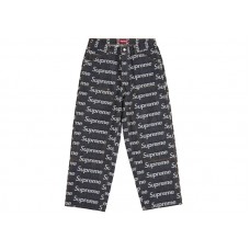 Supreme Jacquard Logos Double Knee Denim Painter Jean Rigid Indigo