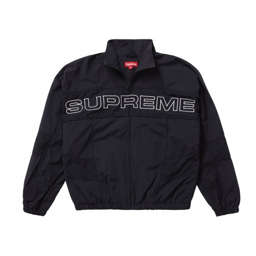 Оригинальный шмот Supreme Jacquard Panel Track Jacket Black - 70см