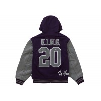 Supreme King Hooded Varsity Jacket Purple