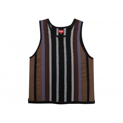 Оригинальный шмот Supreme Knit Stripe Tank Top (SS23) Black - 70см