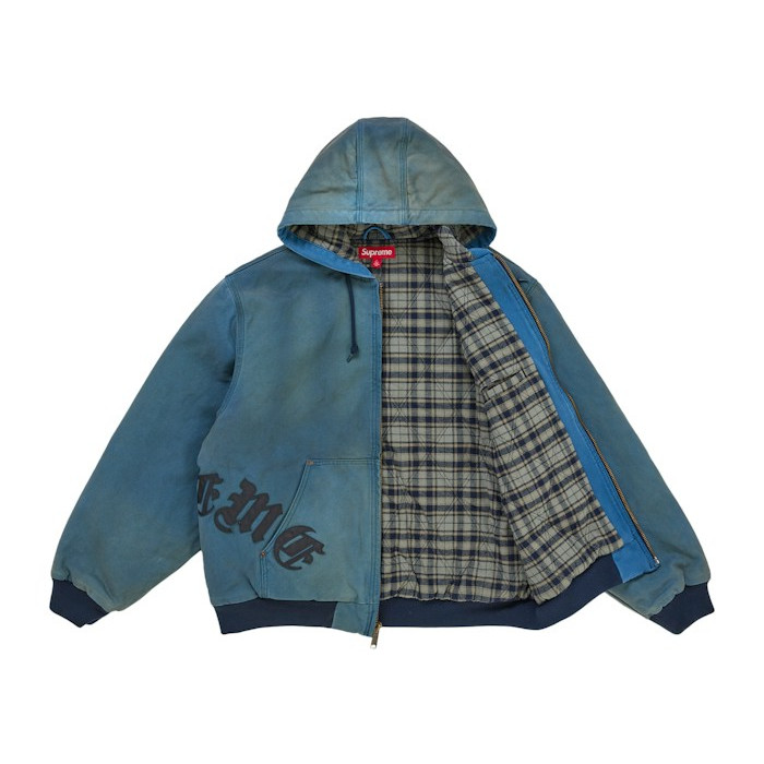 Куртка Supreme Leather Applique Hooded Work Jacket Navy Куртка Supreme Leather Applique Hooded Work Jacket Navy