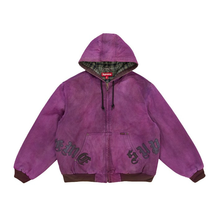 Куртка Supreme Leather Applique Hooded Work Jacket Purple Куртка Supreme Leather Applique Hooded Work Jacket Purple