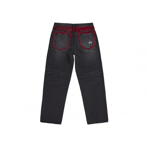 Supreme Leopard Faux Fur Loose Fit Jean Washed Black