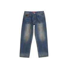 Supreme Leopard Faux Fur Loose Fit Jean Washed Indigo