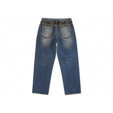 Supreme Leopard Faux Fur Loose Fit Jean Washed Indigo