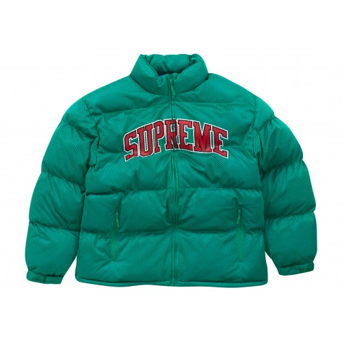 Оригинальный шмот Supreme Mesh Jersey Puffer Jacket Green - 70см