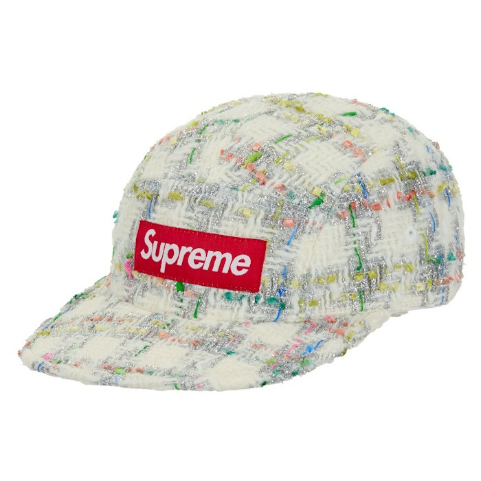 Кепка Supreme Metallic Boucle Camp Cap White Кепка Supreme Metallic Boucle Camp Cap White