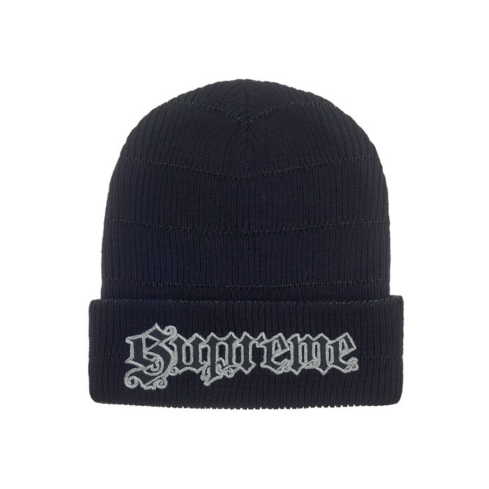 Шапка Supreme Metallic Stripe Beanie Black Шапка Supreme Metallic Stripe Beanie Black