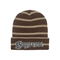 Supreme Metallic Stripe Beanie Brown
