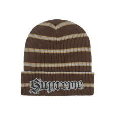 Supreme Metallic Stripe Beanie Brown