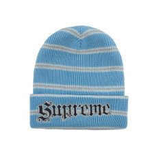 Supreme Metallic Stripe Beanie Light Blue