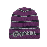 Supreme Metallic Stripe Beanie Purple