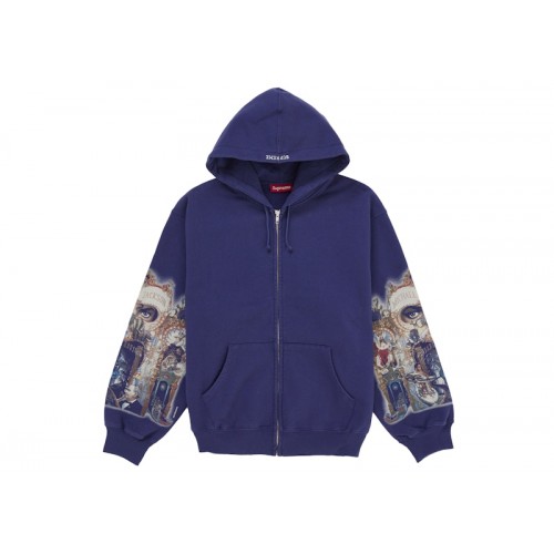 Supreme Michael Jackson Dangerous Zip Up Hooded Sweatshirt Washed Navy