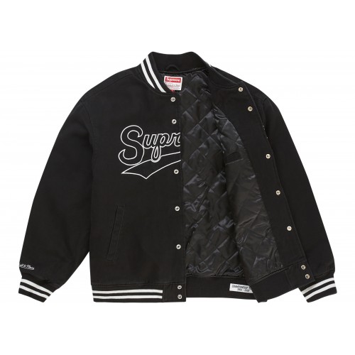 Оригинальный шмот Supreme Mitchell & Ness Doughboy Twill Varsity Jacket Black - 70см