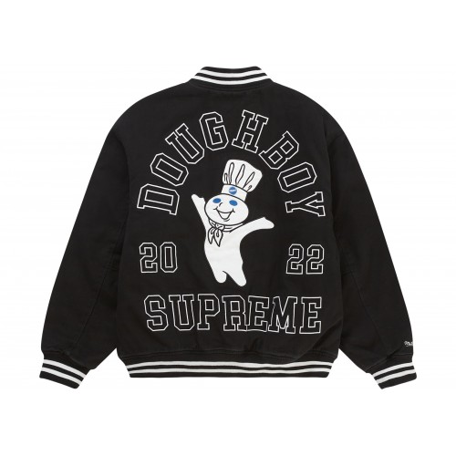 Оригинальный шмот Supreme Mitchell & Ness Doughboy Twill Varsity Jacket Black - 70см