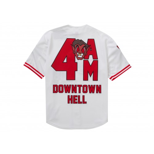 Оригинальный шмот Supreme Mitchell & Ness Downtown Hell Baseball Jersey White