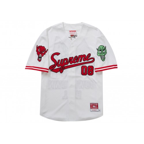 Оригинальный шмот Supreme Mitchell & Ness Downtown Hell Baseball Jersey White