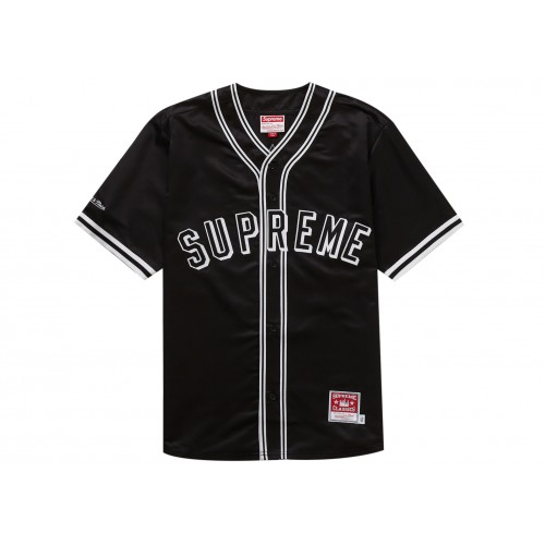 Оригинальный шмот Supreme Mitchell & Ness Satin Baseball Jersey Black