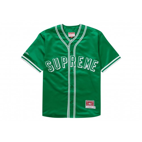 Оригинальный шмот Supreme Mitchell & Ness Satin Baseball Jersey Green
