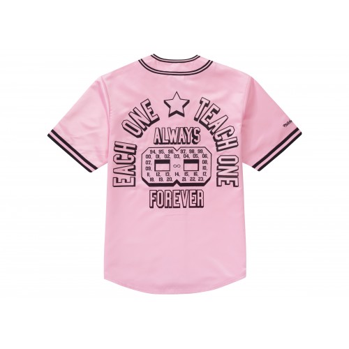 Оригинальный шмот Supreme Mitchell & Ness Satin Baseball Jersey Pink