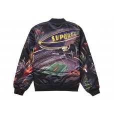 Supreme Mitchell & Ness Stadium Satin Varsity Jacket Black