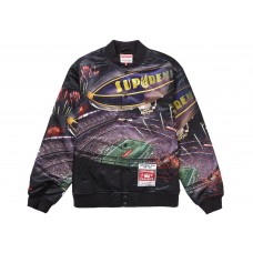 Supreme Mitchell & Ness Stadium Satin Varsity Jacket Black