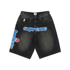 Supreme Mitchell & Ness Washington Bullets Baggy Denim Short Black