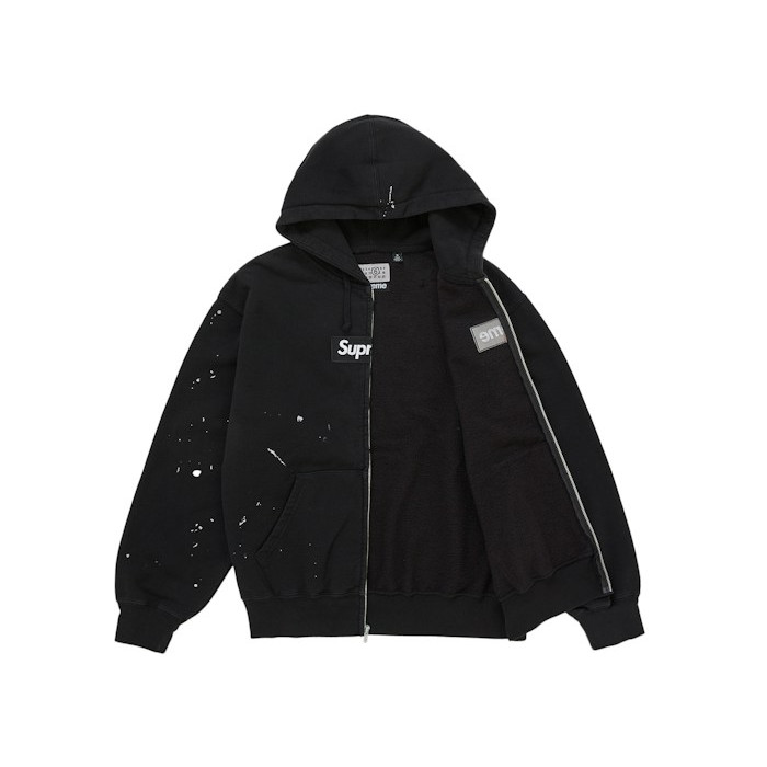 Худи Supreme MM6 Maison Margiela Box Logo Zip Up Hooded Sweatshirt Black Худи Supreme MM6 Maison Margiela Box Logo Zip Up Hooded Sweatshirt Black