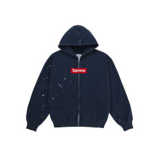 Supreme MM6 Maison Margiela Box Logo Zip Up Hooded Sweatshirt Navy
