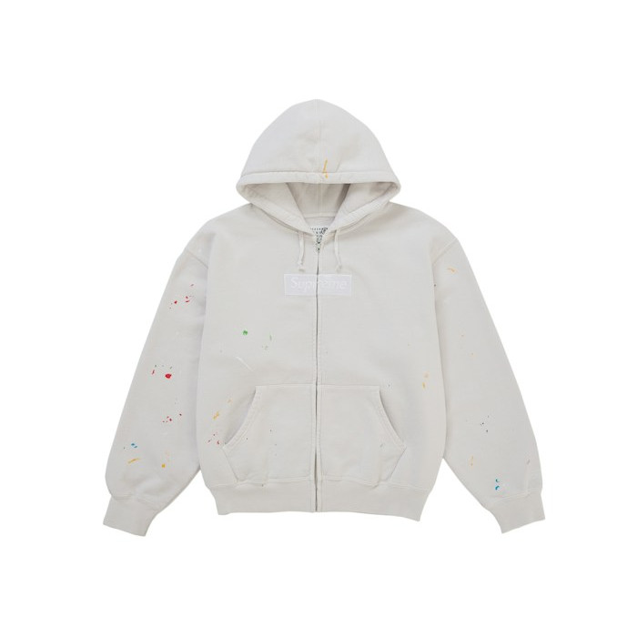 Худи Supreme MM6 Maison Margiela Box Logo Zip Up Hooded Sweatshirt White Худи Supreme MM6 Maison Margiela Box Logo Zip Up Hooded Sweatshirt White