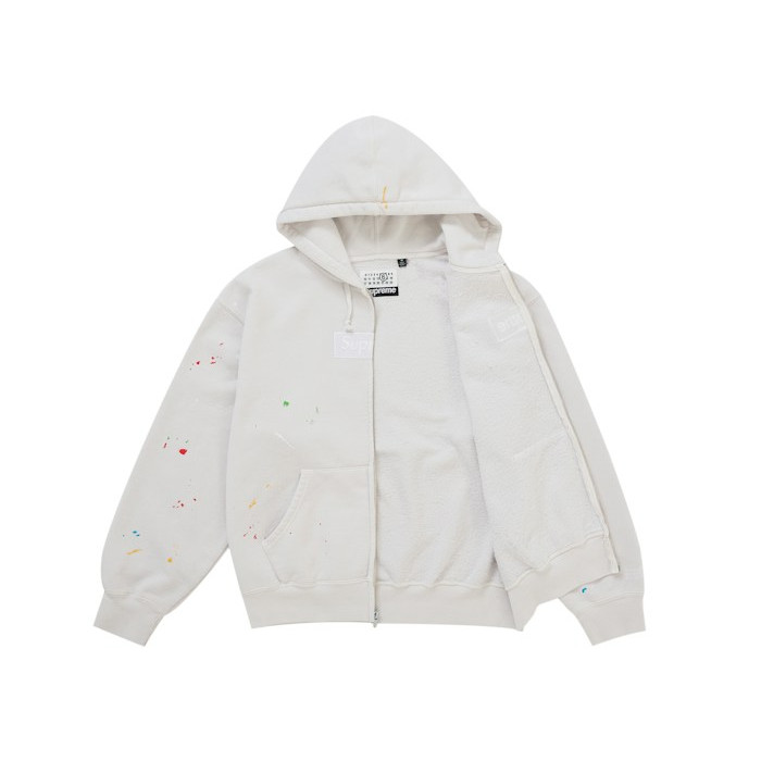 Худи Supreme MM6 Maison Margiela Box Logo Zip Up Hooded Sweatshirt White Худи Supreme MM6 Maison Margiela Box Logo Zip Up Hooded Sweatshirt White