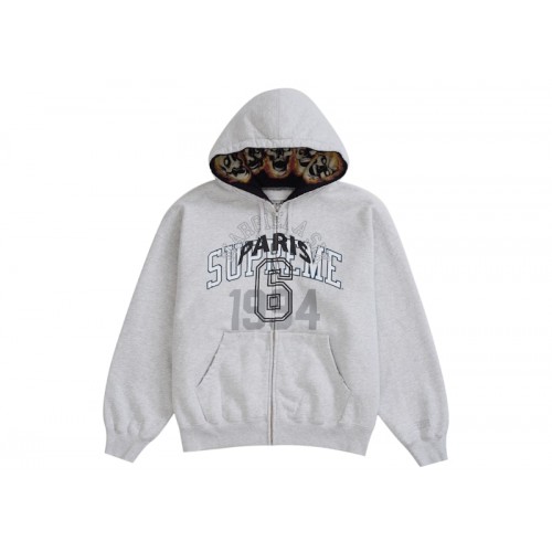 Оригинальный шмот Supreme MM6 Maison Margiela Zip Up Hooded Sweatshirt Ash Grey