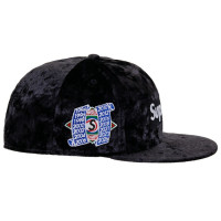 Supreme New Era Crushed Velvet Box Logo 59Fifty Fitted Hat Black