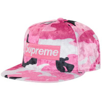 Supreme New Era Crushed Velvet Box Logo 59Fifty Fitted Hat Pink Camo