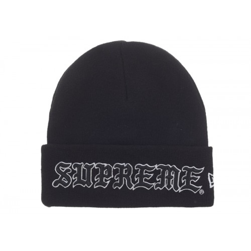 Supreme New Era Old English Beanie Black