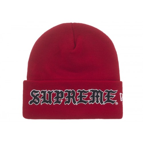 Supreme New Era Old English Beanie Red