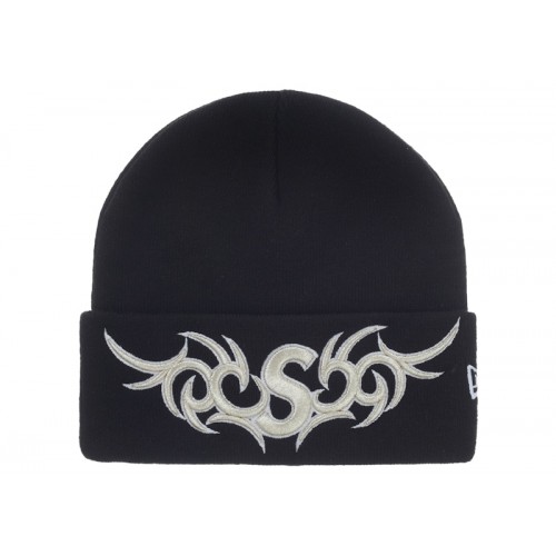Supreme New Era Tribal S Logo Beanie Black