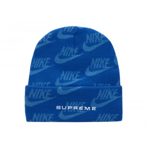 Supreme Nike Jacquard Logos Beanie Blue