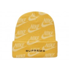 Supreme Nike Jacquard Logos Beanie Pale Yellow