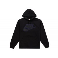 Supreme Nike Leather Applique Hooded Sweatshirt Black