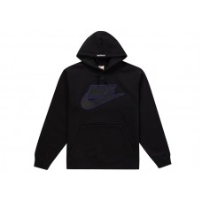 Supreme Nike Leather Applique Hooded Sweatshirt Black