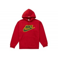 Supreme Nike Leather Applique Hooded Sweatshirt Red