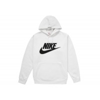 Supreme Nike Leather Applique Hooded Sweatshirt White