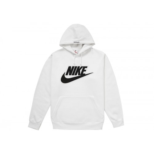 Supreme Nike Leather Applique Hooded Sweatshirt White