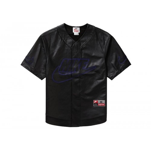 Supreme Nike Leather Baseball Jersey Black