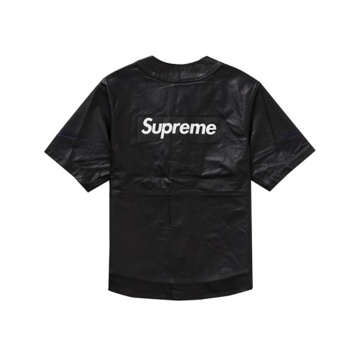 Supreme Nike Leather Baseball Jersey Black