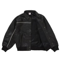 Supreme Nike Leather Varsity Jacket Black
