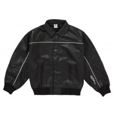 Supreme Nike Leather Varsity Jacket Black
