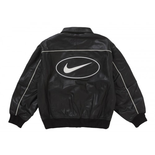 Supreme Nike Leather Varsity Jacket Black
