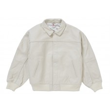 Supreme Nike Leather Varsity Jacket White